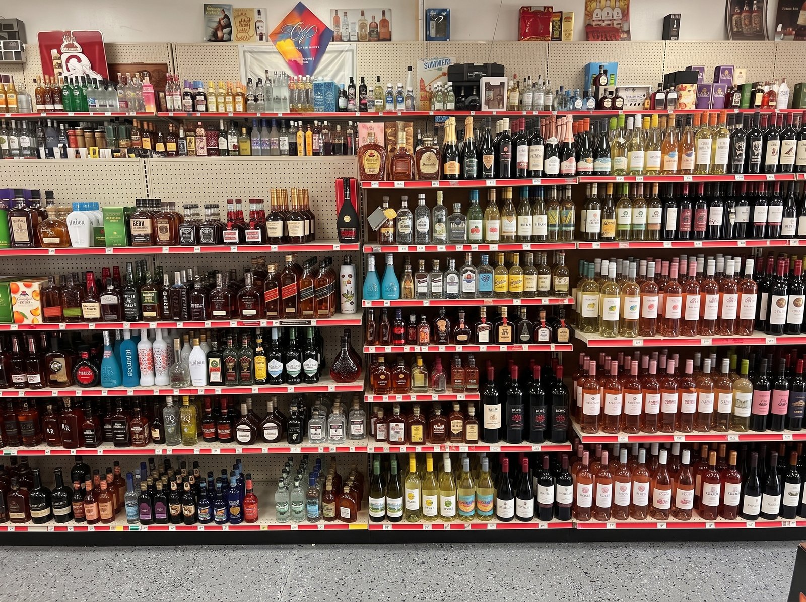 Bottles on the shelves at Zion Liquor